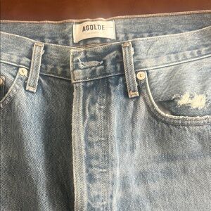 Agolde Men's Distressed Light Blue Jeans